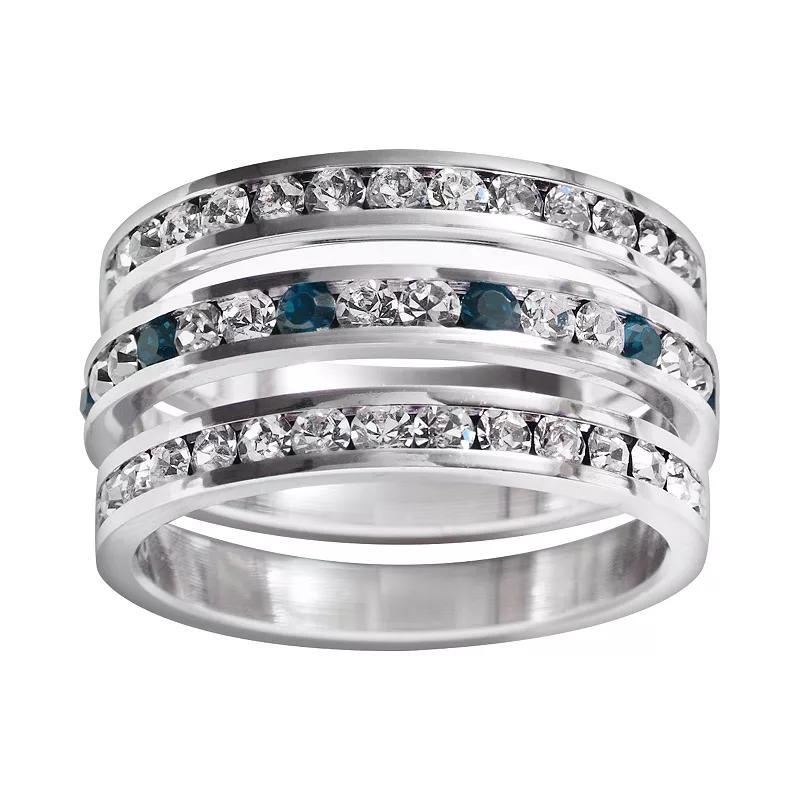 Traditions Jewelry Company Sterling Silver Crystal Eternity Ring Set, Womens White Team Blues Product Image