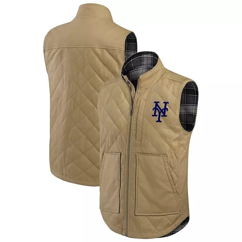 Men's Darius Rucker Collection by Fanatics Tan/Charcoal St. Louis Cardinals Reversible Canvas & Plaid Patch Full-Zip Vest, Size: Small, Team Product Image