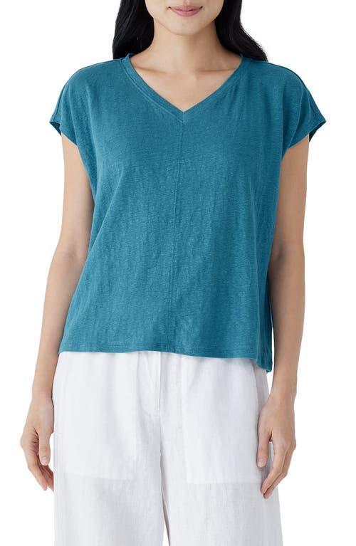 Eileen Fisher V-Neck Square Tee (Seafoam) Women's Clothing Product Image