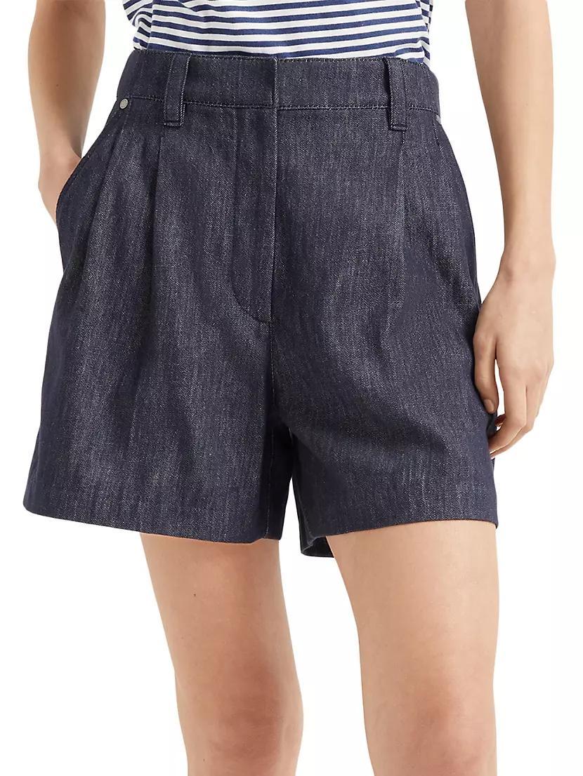 Denim Effect Twill Baggy Shorts Product Image