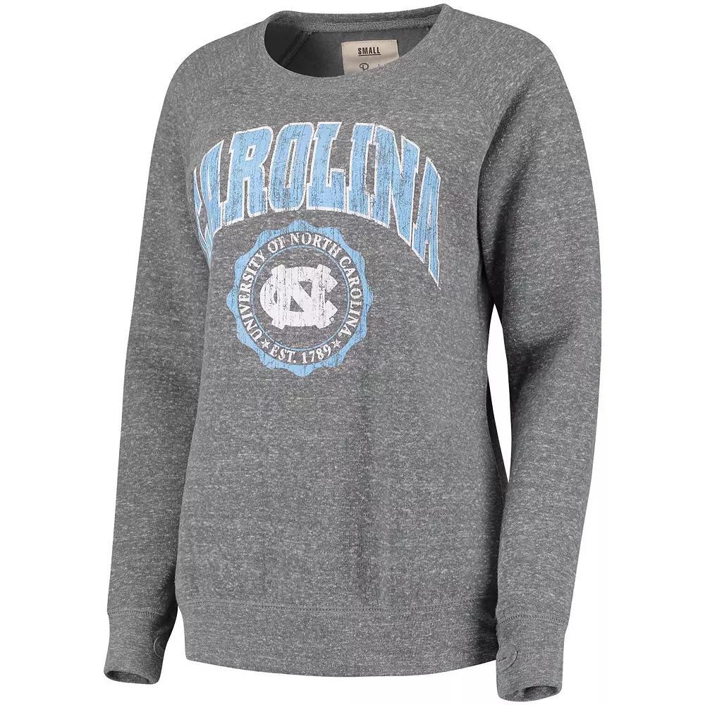 Women's Pressbox Heathered Gray North Carolina Tar Heels Edith Vintage Knobi Pullover Sweatshirt, Size: Small, Grey Product Image