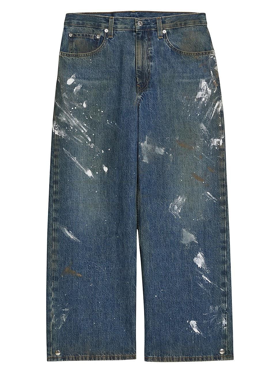 Men's Adjustable Paint-Splatter Jeans Product Image