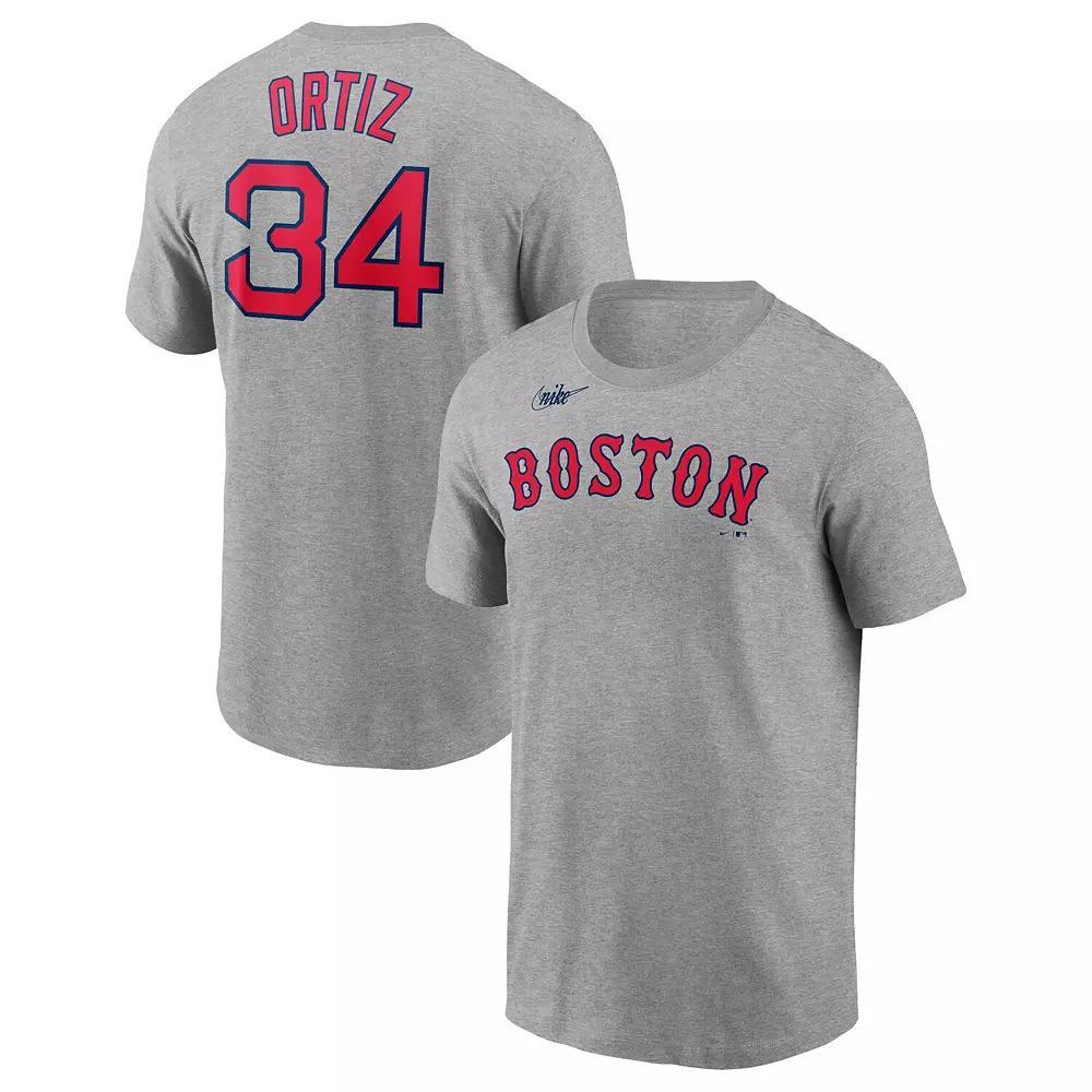 Men's Nike David Ortiz Heather Gray Boston Red Sox Name & Number T-Shirt, Size: Medium, Grey Product Image