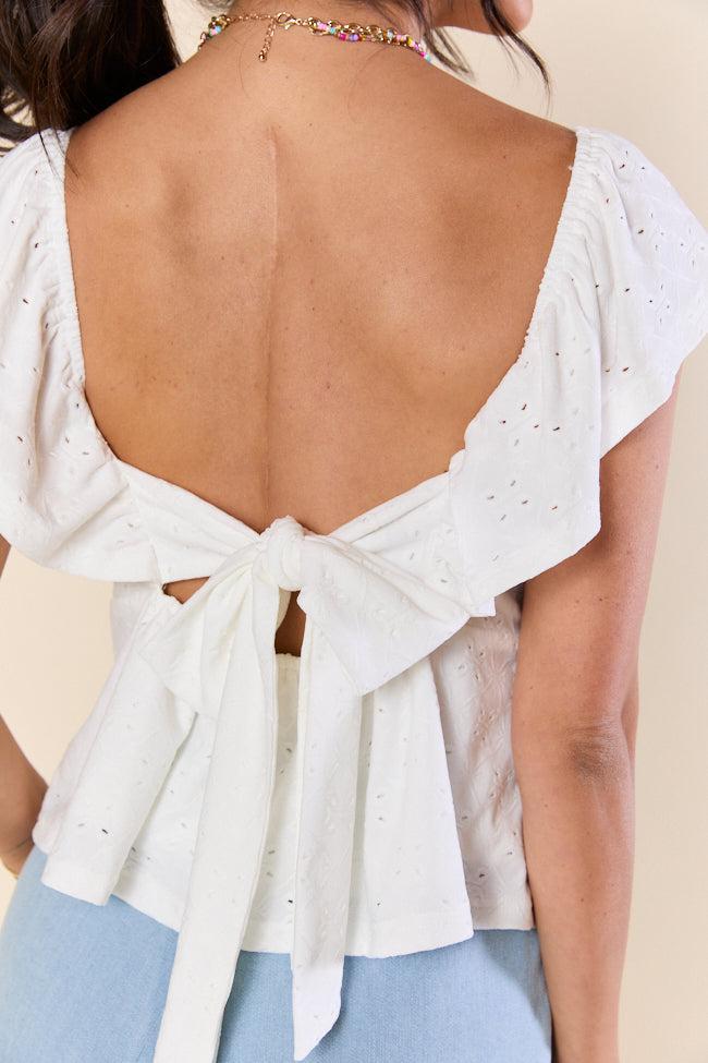 When We Met Ivory Eyelet Tie Back Padded Tank Top FINAL SALE Product Image