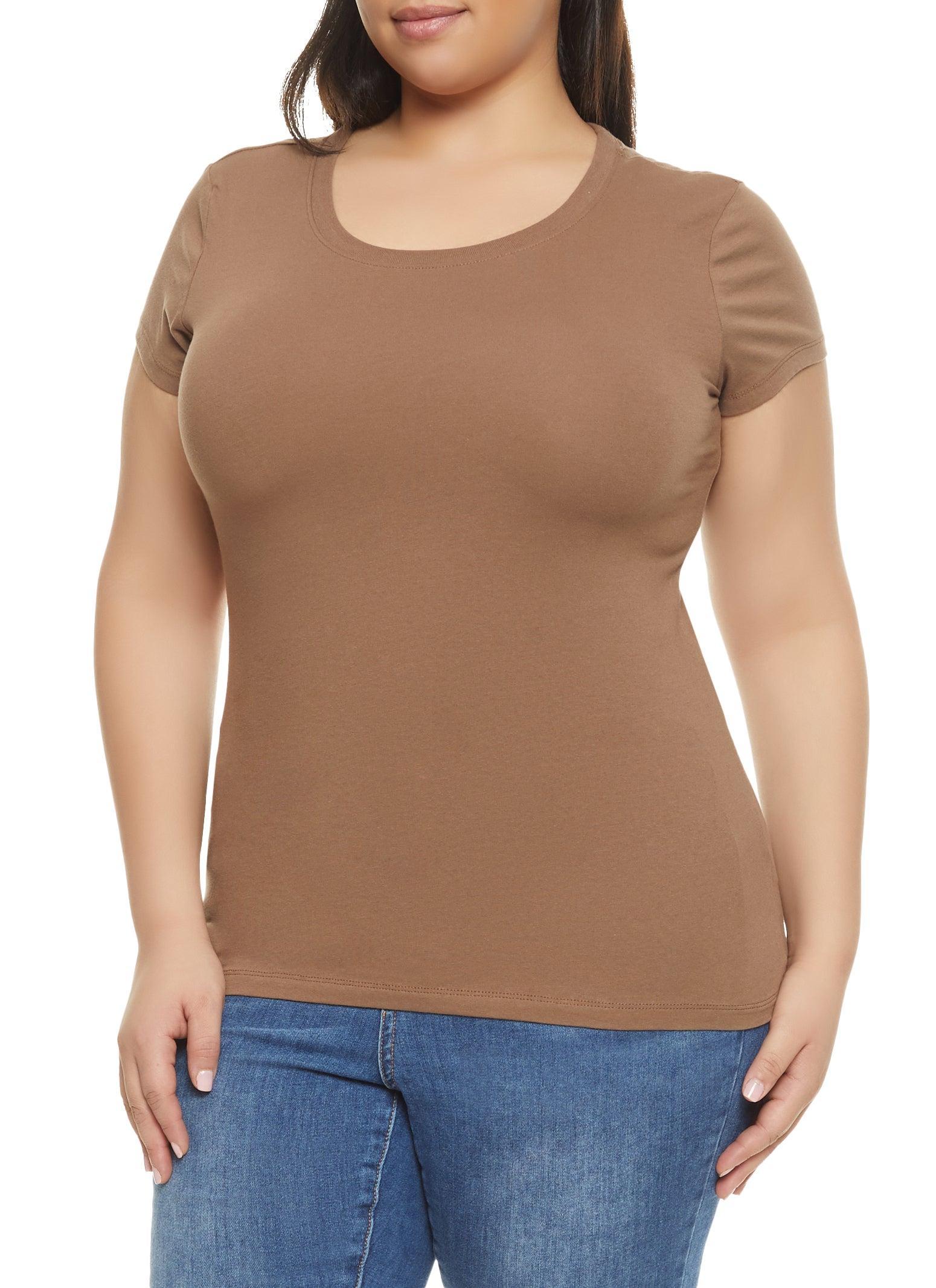 Womens Plus Size Basic Short Sleeve Crew Neck Tee Product Image