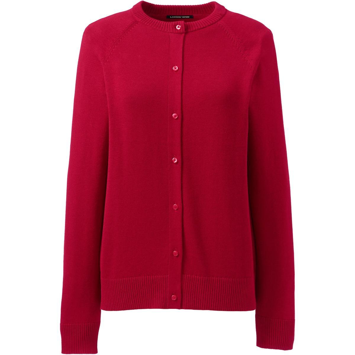 Women's Lands' End Cotton Modal Cardigan Sweater, Size: Large, Black Product Image