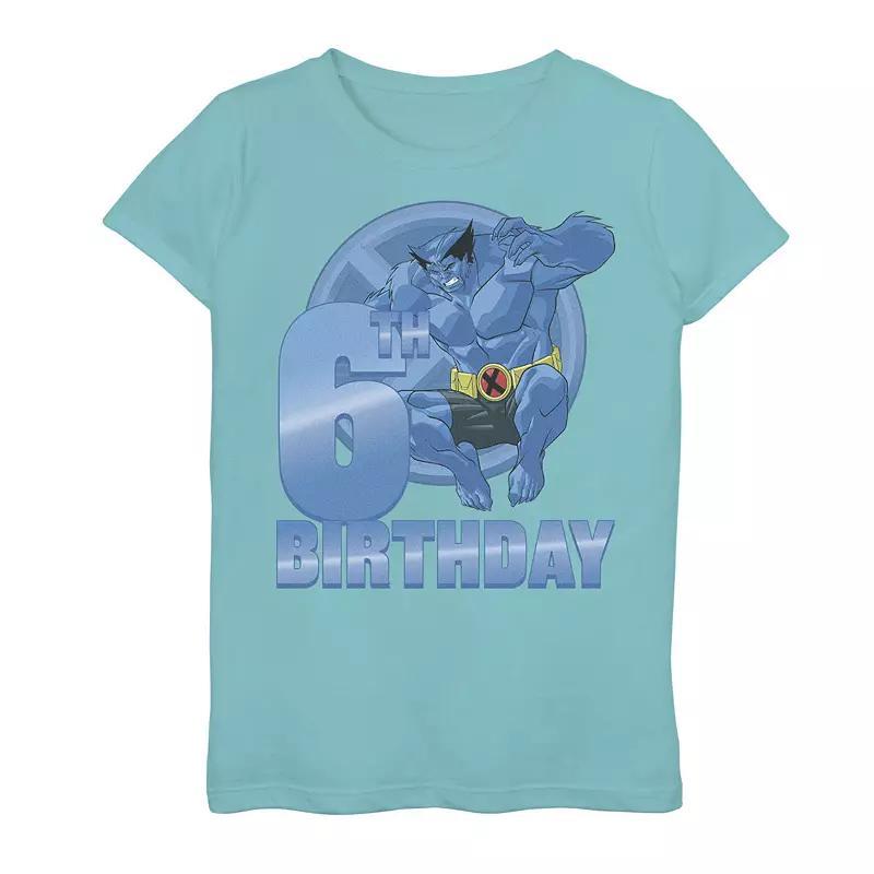 Girls 7-16 Marvel X-Men Beast 6th Birthday Badge Graphic Tee, Girl's, Size: Large, Tahi Blue Product Image