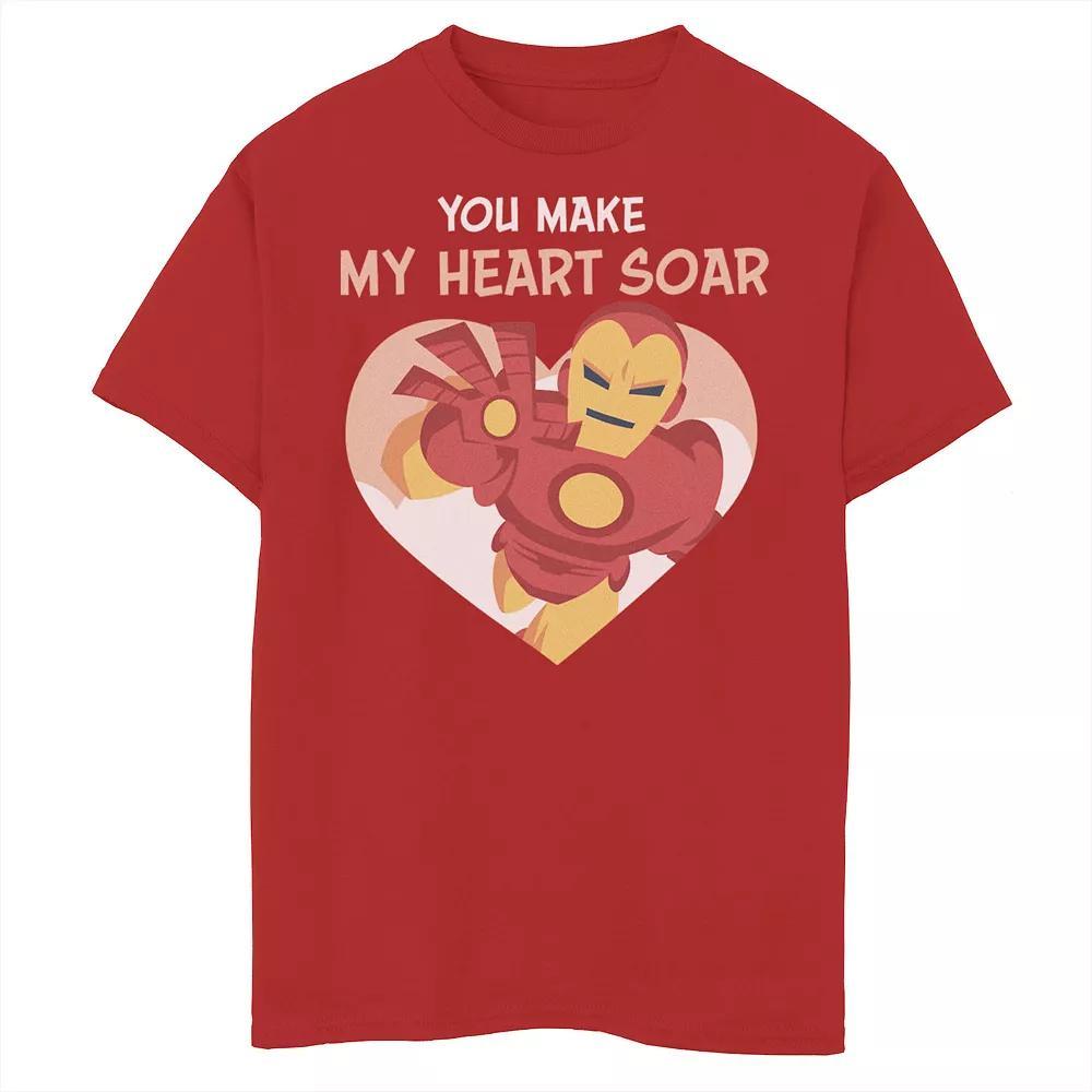 Boys 8-20 Marvel Iron Man You Make My Heart Soar Valentine Card Graphic Tee, Boy's, Size: XS, Red Product Image