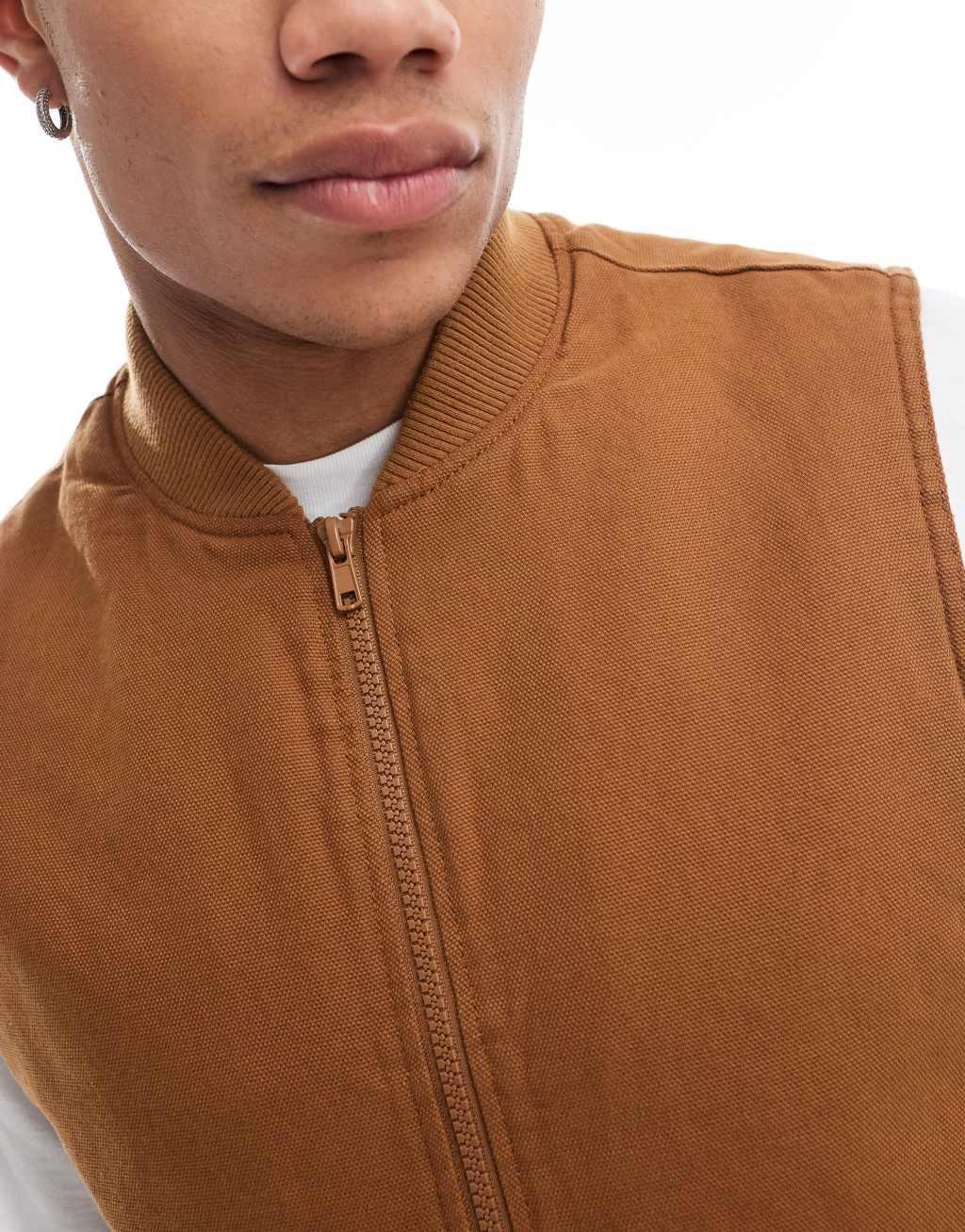 ASOS DESIGN washed vest in tan Product Image