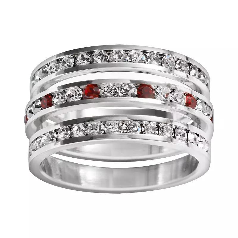 Traditions Jewelry Company Sterling Silver Crystal Eternity Ring Set, Womens White Team Blues Product Image
