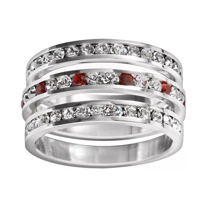 Traditions Jewelry Company Sterling Silver Crystal Eternity Ring Set, Womens White Team Blues Product Image