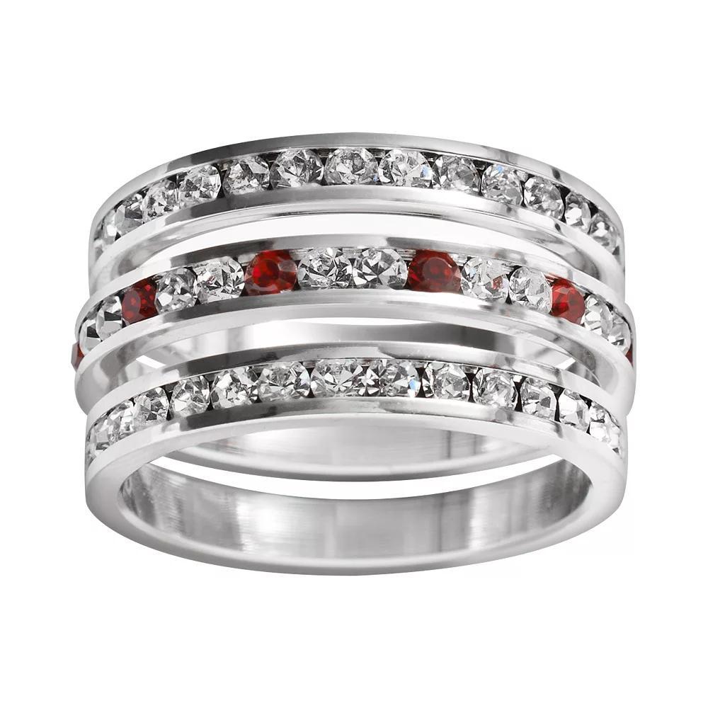Traditions Jewelry Company Sterling Silver Crystal Eternity Ring Set, Womens White Team Blues Product Image
