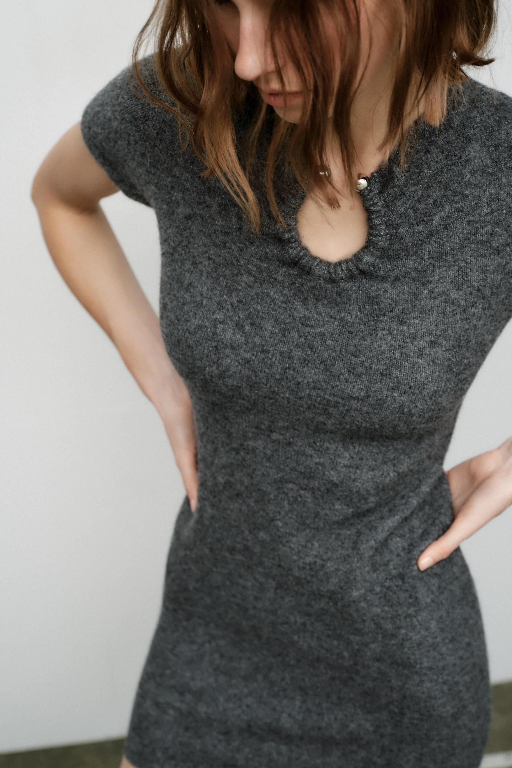 METAL APPLIQUE KNIT DRESS Product Image