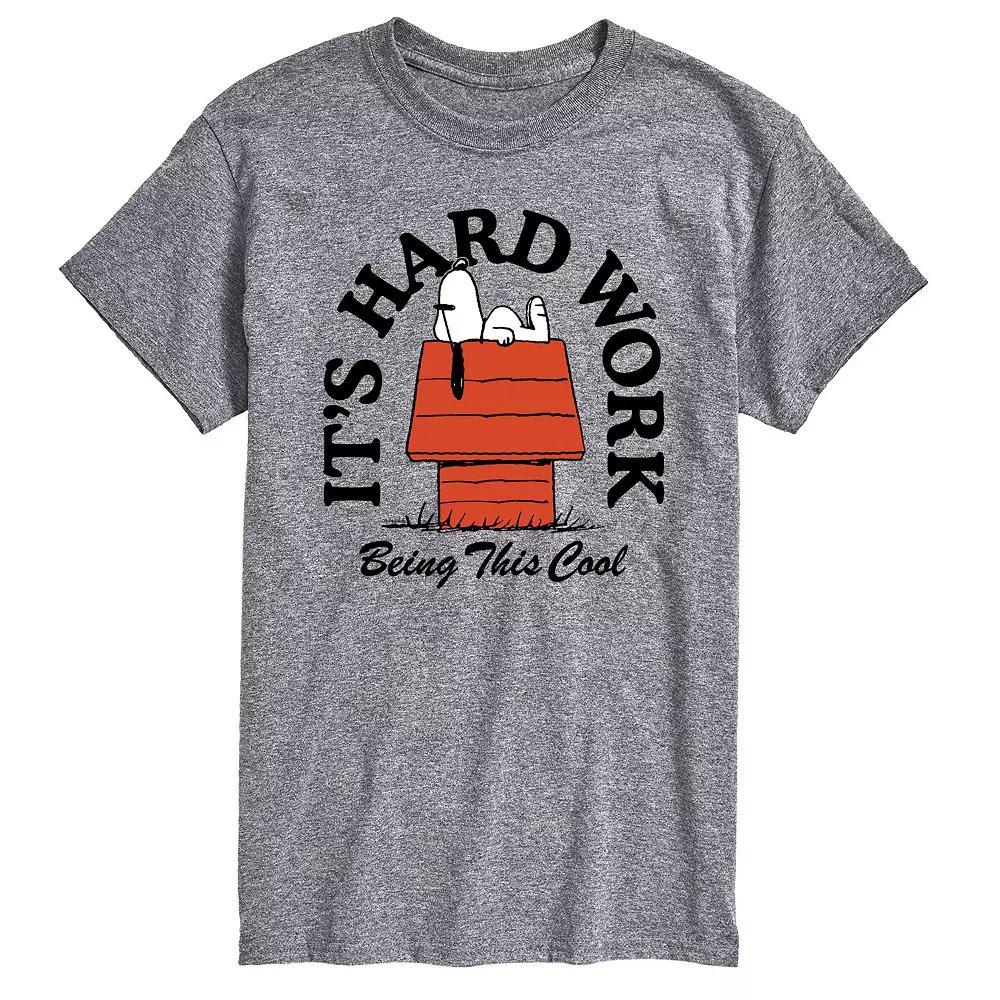 Mens Peanuts Its Hard Work Being Cool Graphic Tee Grey Gray Product Image
