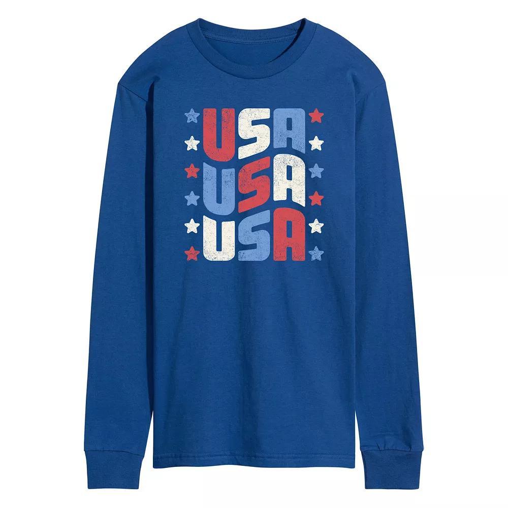 Mens USA Stacked Long Sleeve Graphic Tee Product Image