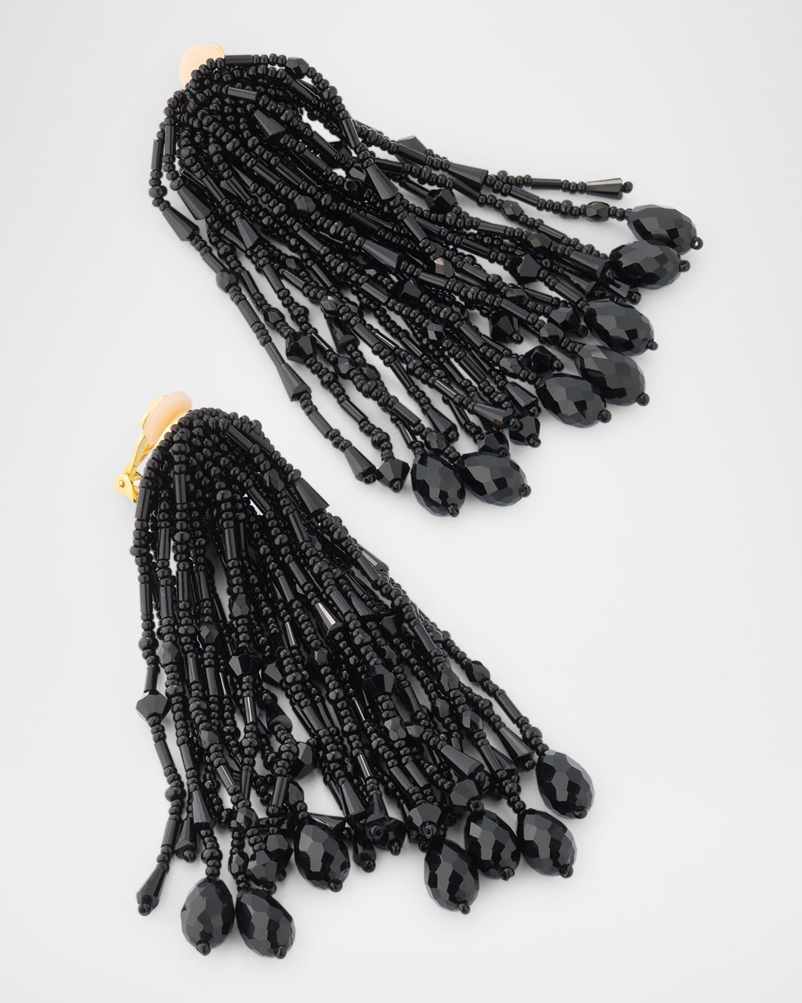 Faceted Bead Pompon Earrings Product Image