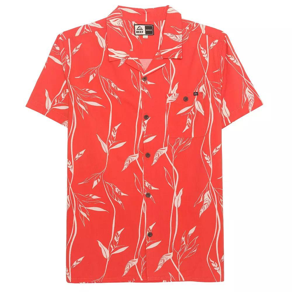 Men's REEF Woven Short Sleeve Top, Size: XL, Orange Product Image