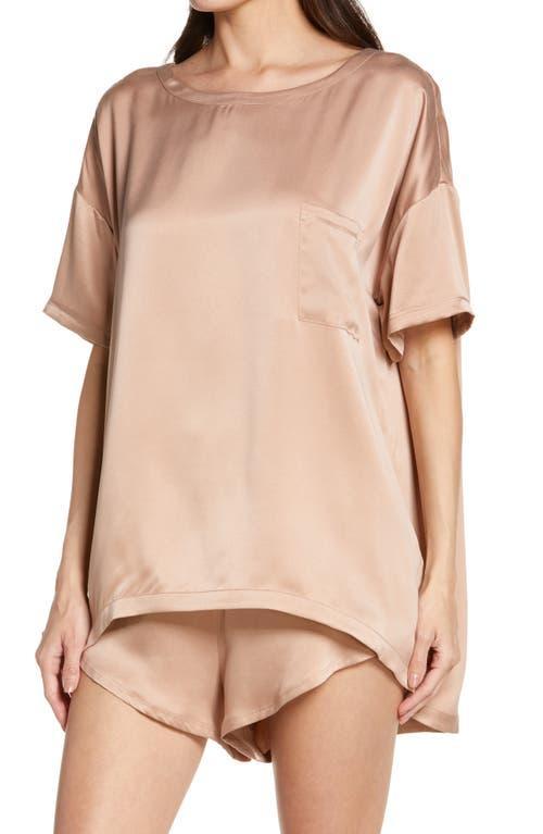 Womens Washable Silk Tee 2-Piece Pajama Set Product Image