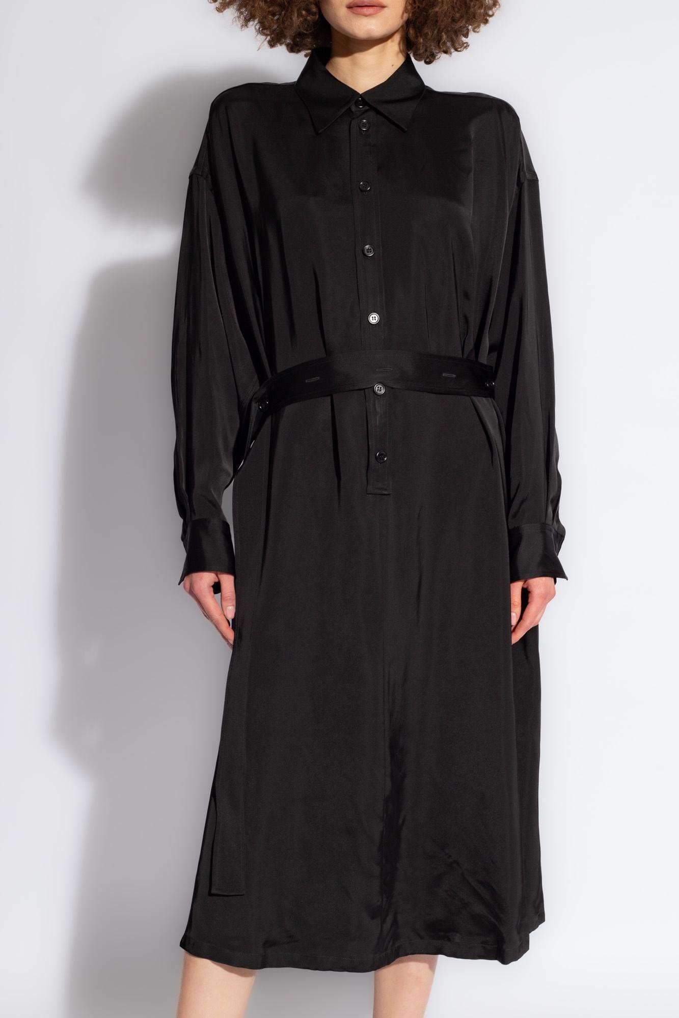 FABIANA FILIPPI Belted Satin Shirtdress In Black Product Image