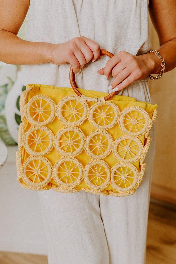 Citrus Grove Woven Tote in Yellow Product Image