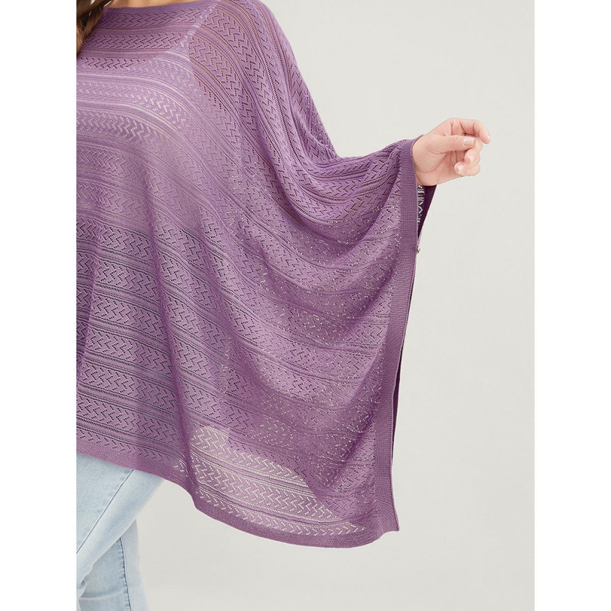 Plus Size Plain Asymmetrical Hem Dolman Sleeve Knit Top Mauve Women Vacation Loose Long Sleeve Dailywear Pullovers BloomChic 30/6X Product Image