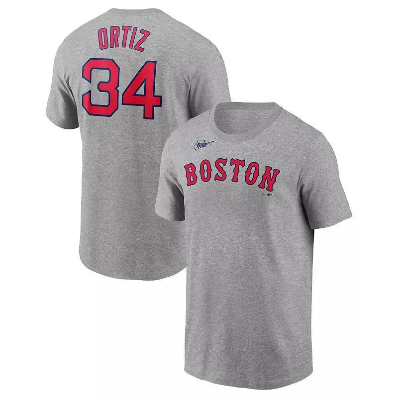 Men's Nike David Ortiz Heather Gray Boston Red Sox Name & Number T-Shirt, Size: Medium, Grey Product Image