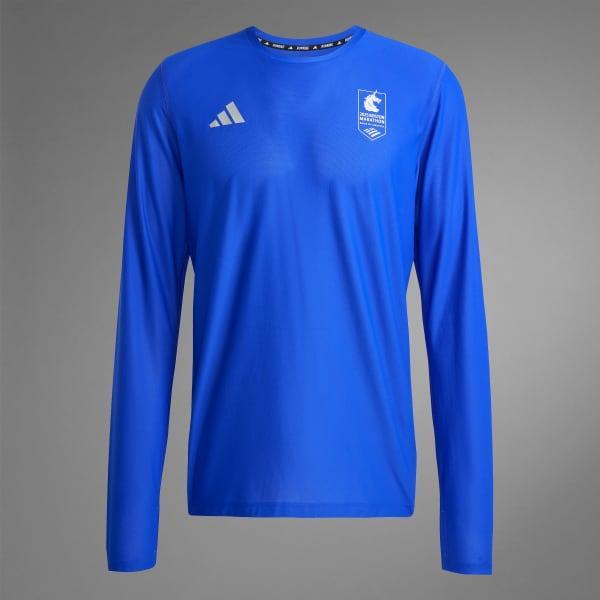 adidas Boston Marathon 20225 Own the Run Long Sleeve Tee Lucid Blue L Mens Product Image