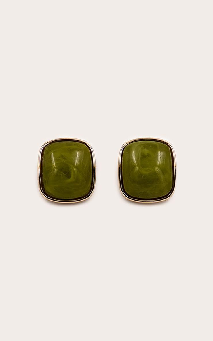 Jade Textured Resin Square Stud Earrings Product Image
