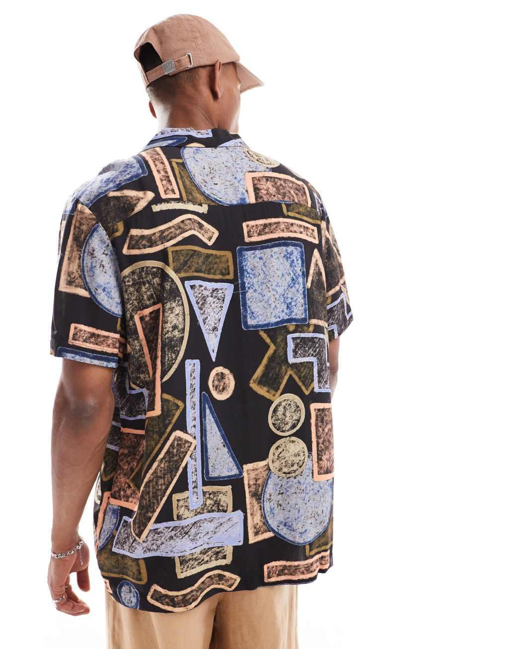 ASOS DESIGN relaxed revere shirt in abstract vintage print Product Image