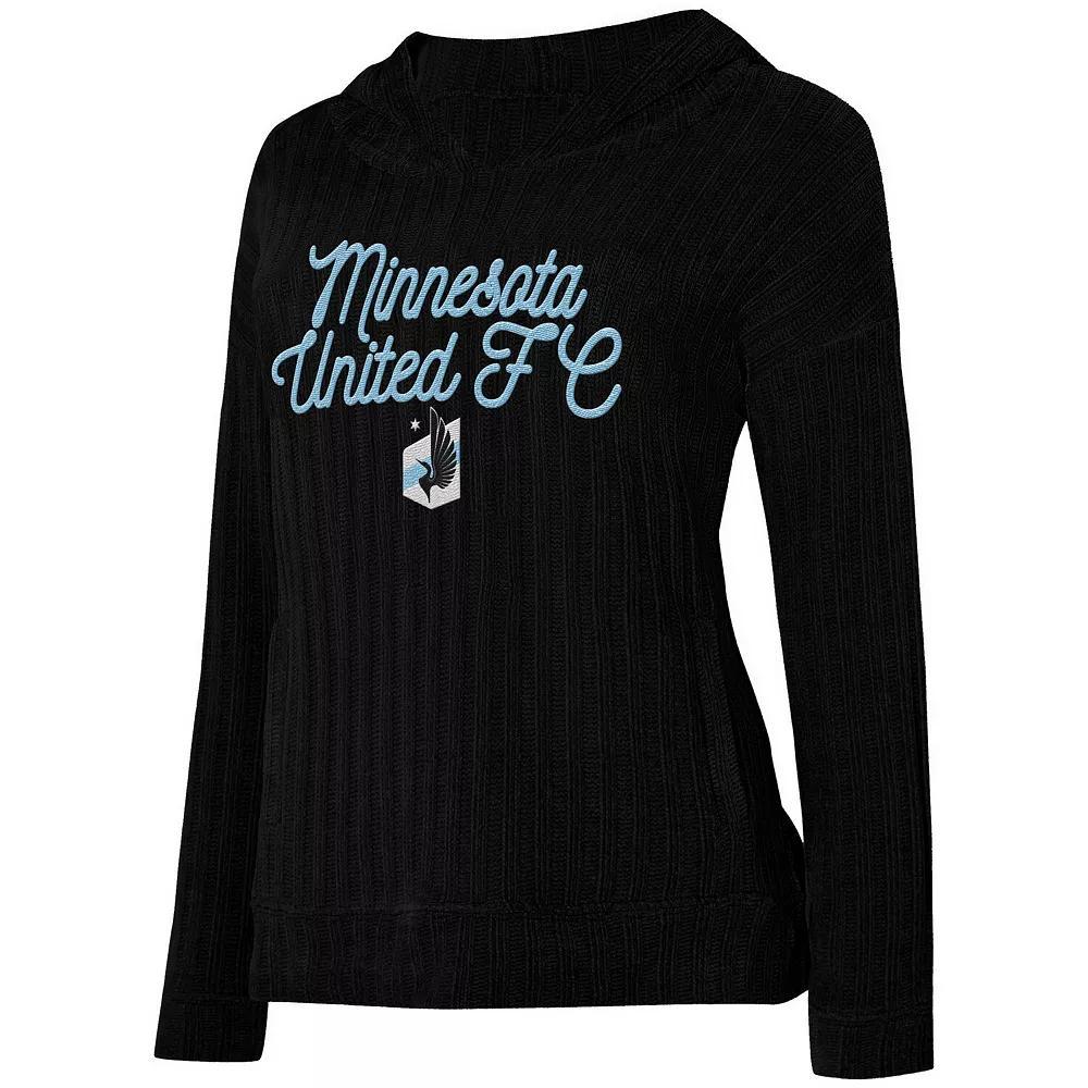 Women's Concepts Sport  Black Minnesota United FC Linger Long Sleeve Hooded Top, Size: Large, Mfc Black Product Image