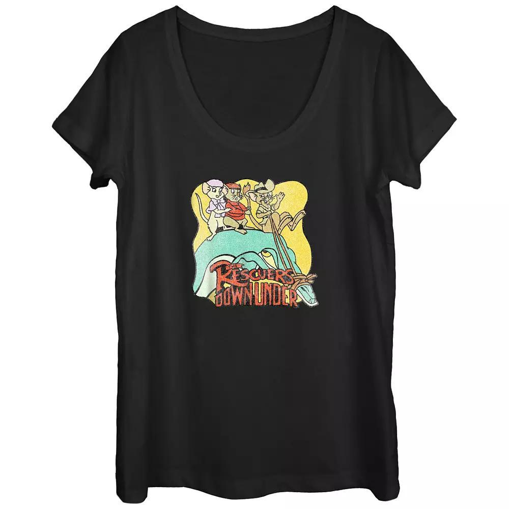 Disney's The Rescuers Down Under Wild Ride Scoop Neck Juniors' Graphic Tee, Women's, Size: Medium, Black Product Image