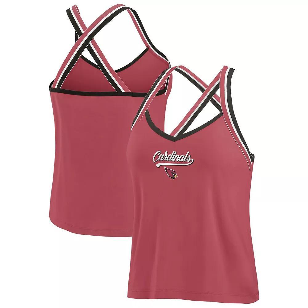 Women's WEAR by Erin Andrews Scarlet San Francisco 49ers Cross Strap Tri-Blend Tank Top, Size: Small, Red Product Image