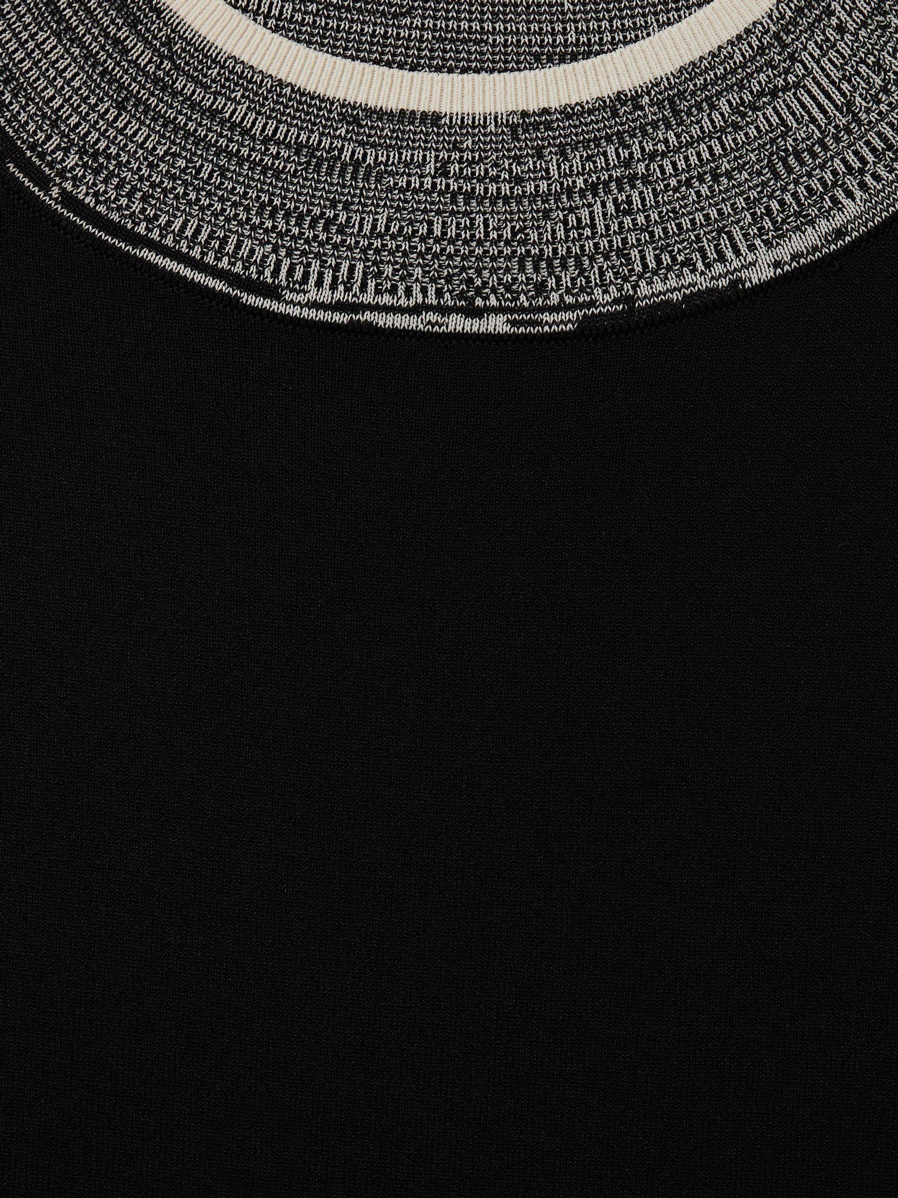 Knitted Contrast High Neck Jumper in Black/Cream Product Image