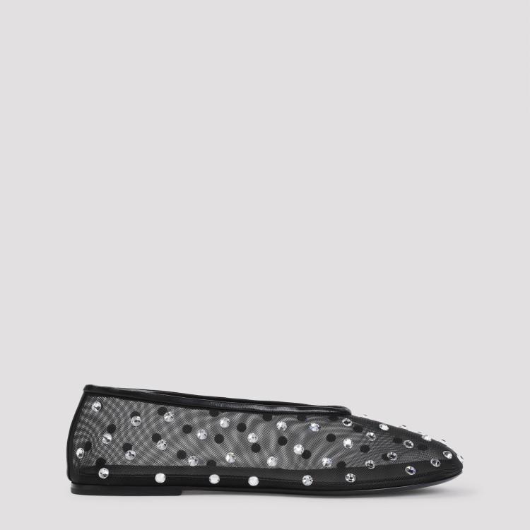 KHAITE Marcy Crystal-embellished Mesh Flats In Black Product Image