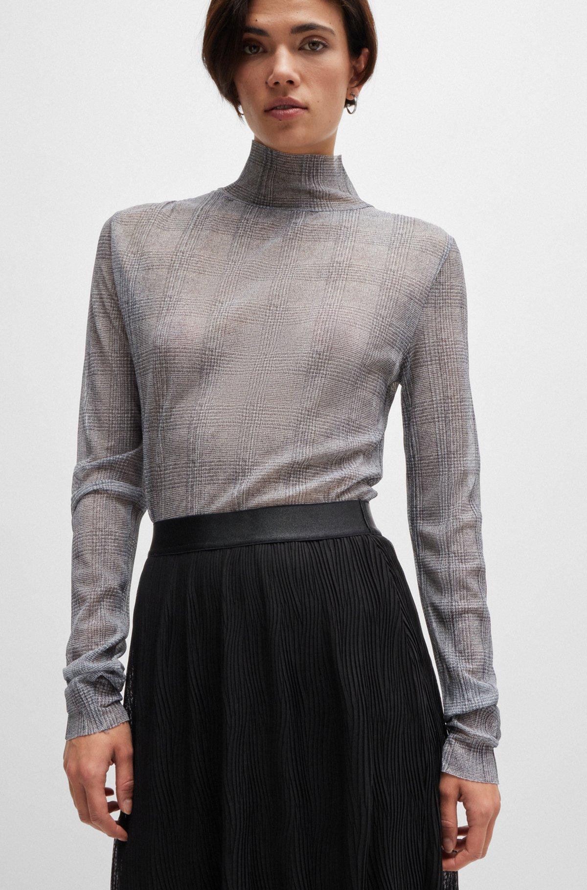 Stretch-tulle skirt with wavy plissé pleats Product Image