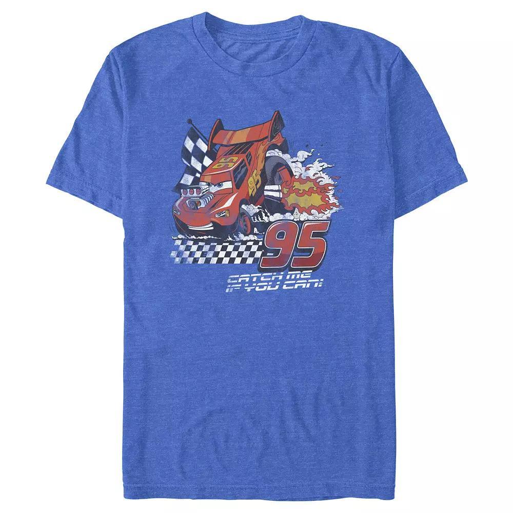 Disney / Pixar's Cars Lightning McQueen Catch Me If You Can Men's Graphic Tee, Size: XXL, Royal Grey Product Image