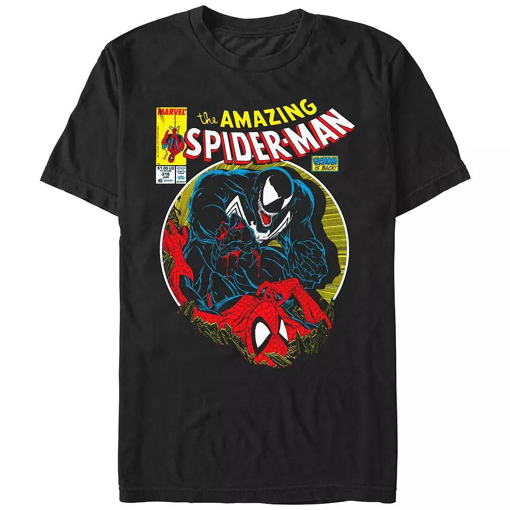 Men's Spider-Man Venom Attacking Spidey Graphic Tee, Size: XXL, Black Product Image