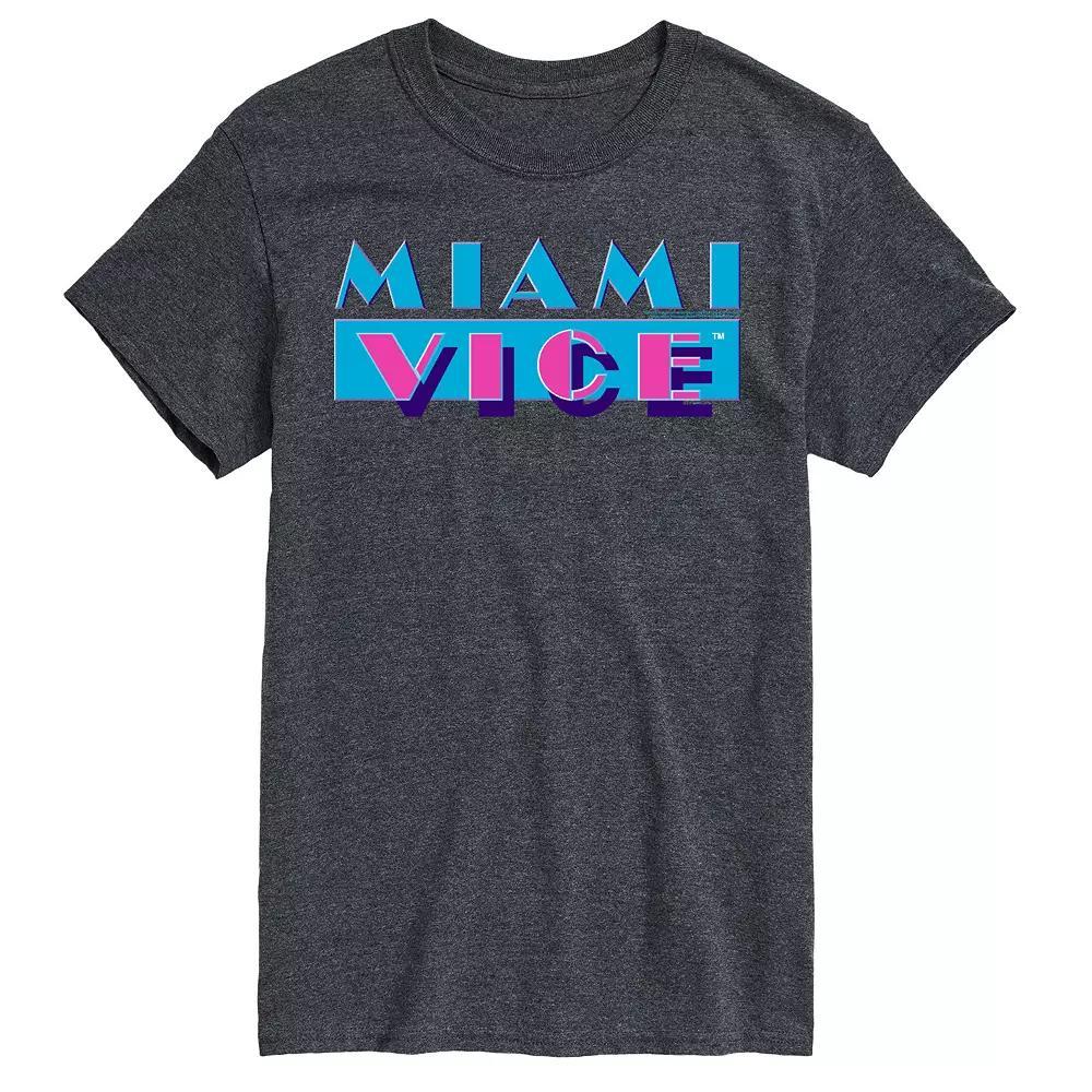 Big & Tall Miami Vice Logo Graphic Tee, Mens Athletic Grey Product Image