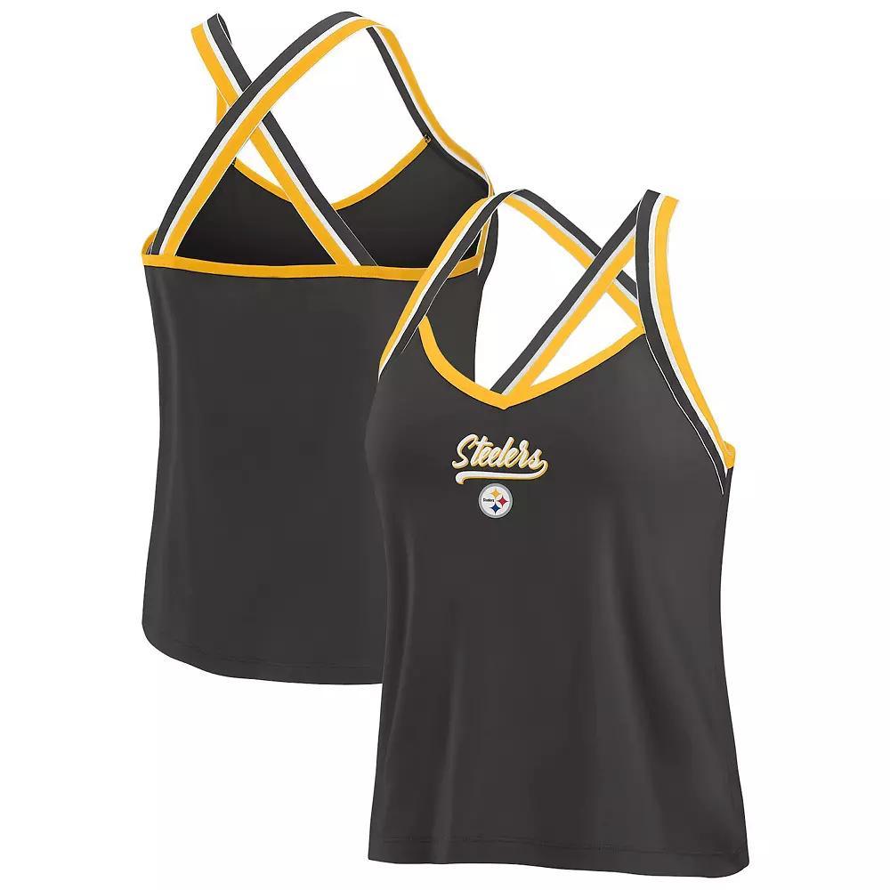 Women's WEAR by Erin Andrews Royal Indianapolis Colts Cross Strap Tri-Blend Tank Top, Size: Large, Blue Product Image