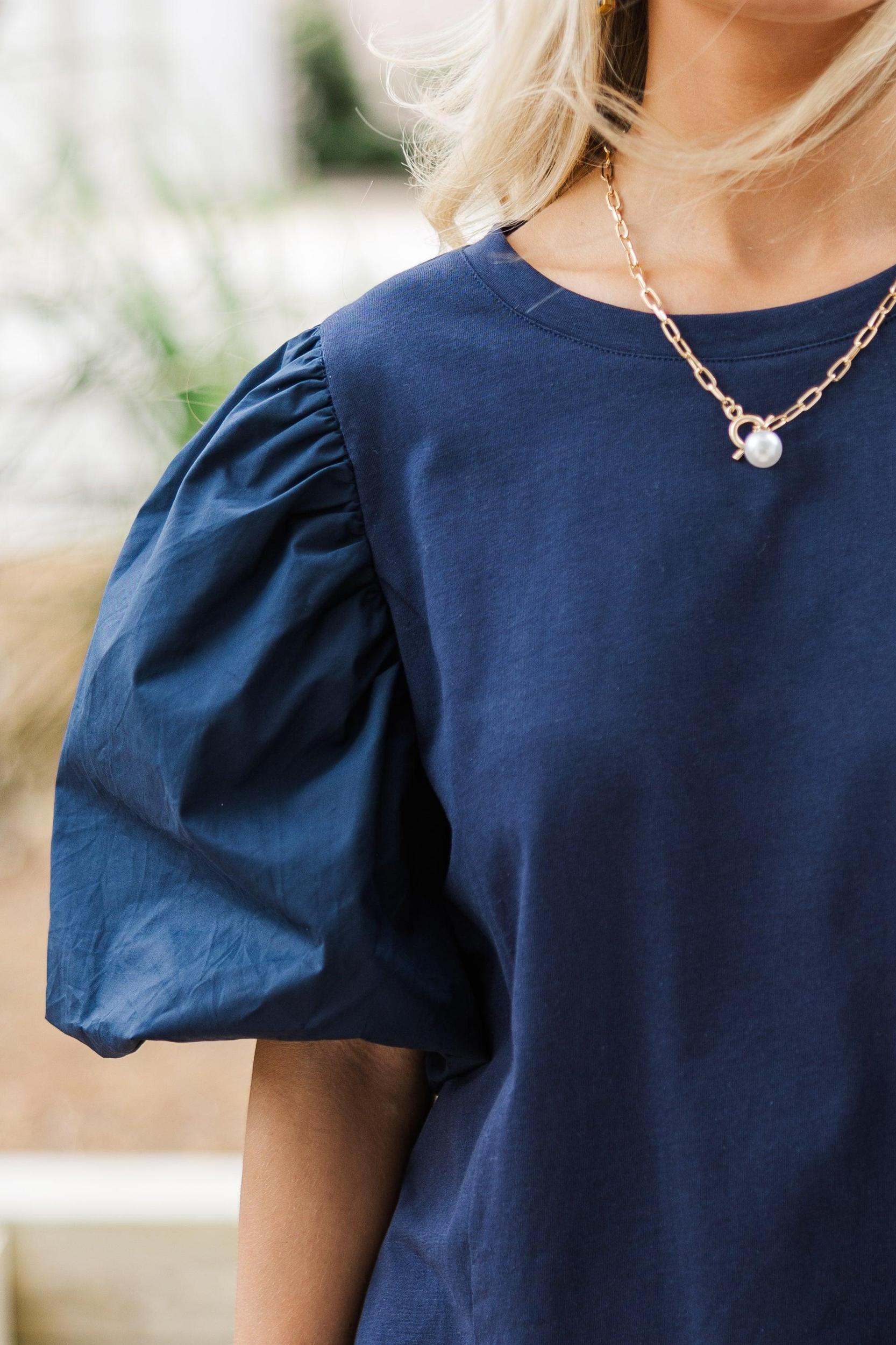 Lovely New Day Navy Blue Blouse Female Product Image