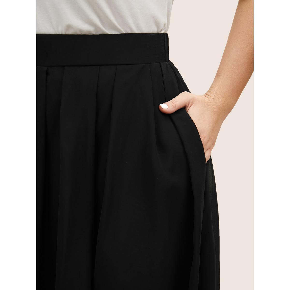 Plus Size Chiffon Solid See Through Tiered Skirt Women Black Elegant See through No stretch Side seam pocket Everyday Skirts BloomChic 30/6X Product Image