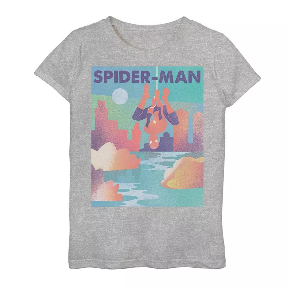Girls 7-16 Marvel Spider-Man City Skyline Poster Graphic Tee, Girl's, Size: Large, Athletic Grey Product Image