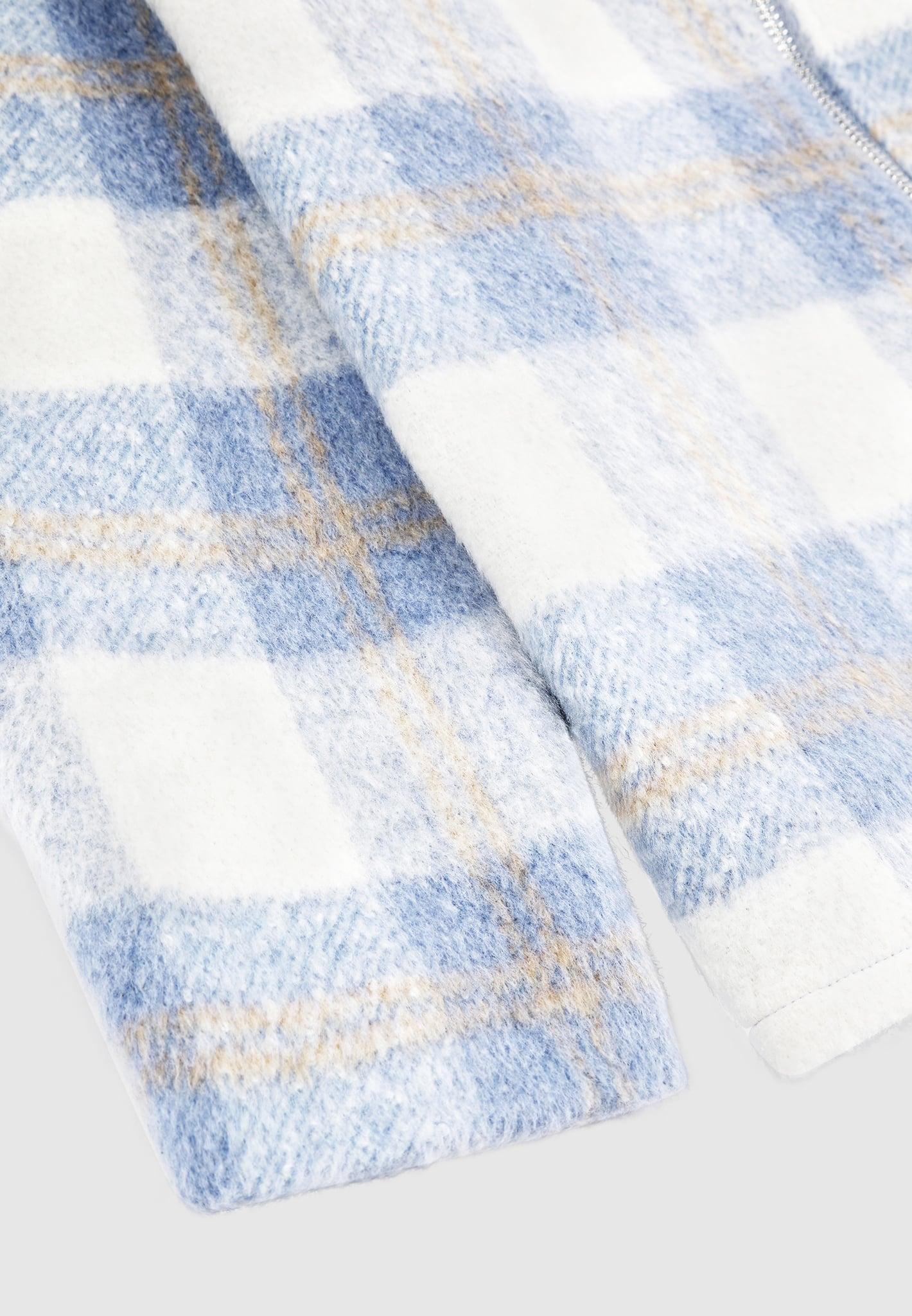 Checked Wool Shacket - Blue Male Product Image