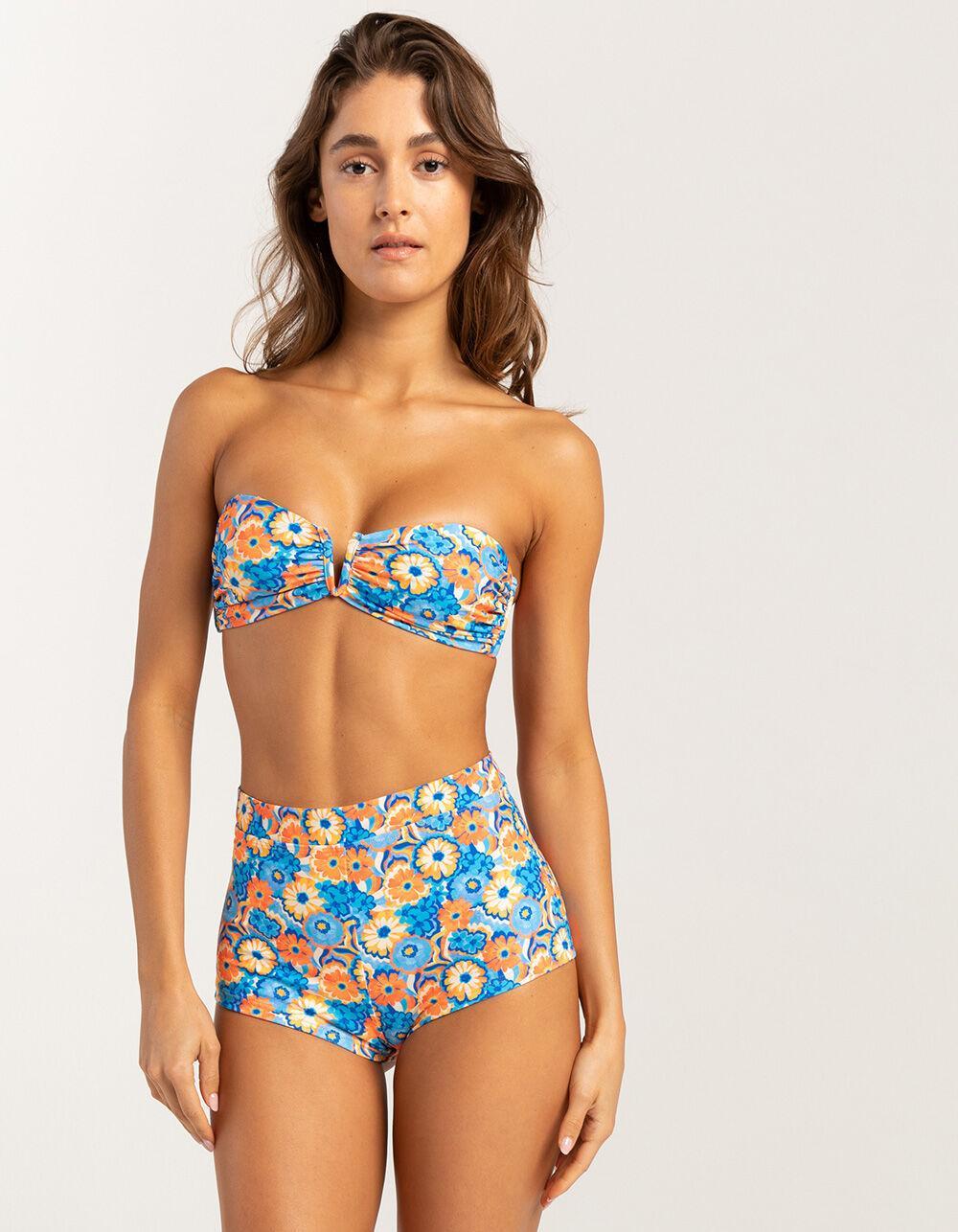 KULANI KINIS Havana Heat V Strapless Bandeau Bikini Top - BLUE COMBO Product Image