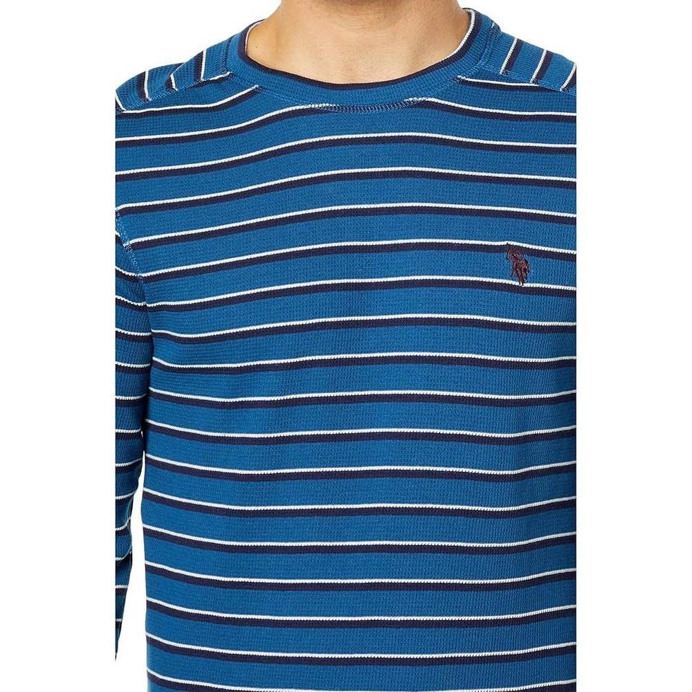 U.S. Polo Assn. Men's Long Sleeve Yarn-Dye Stripe Crewneck Thermal Shirt Sea Bird Large Product Image