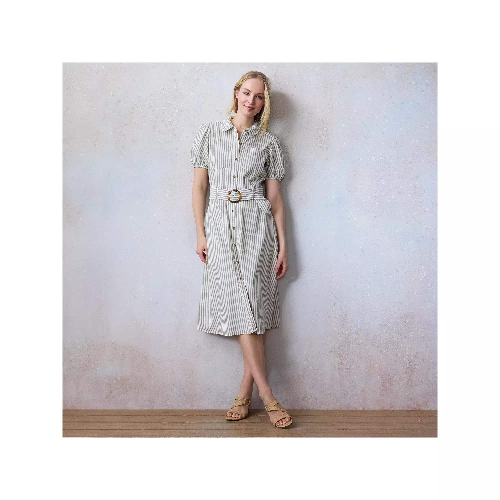 Women's LC Lauren Conrad Utility Midi Dress, Size: Small, Green Monaco Stripe Product Image