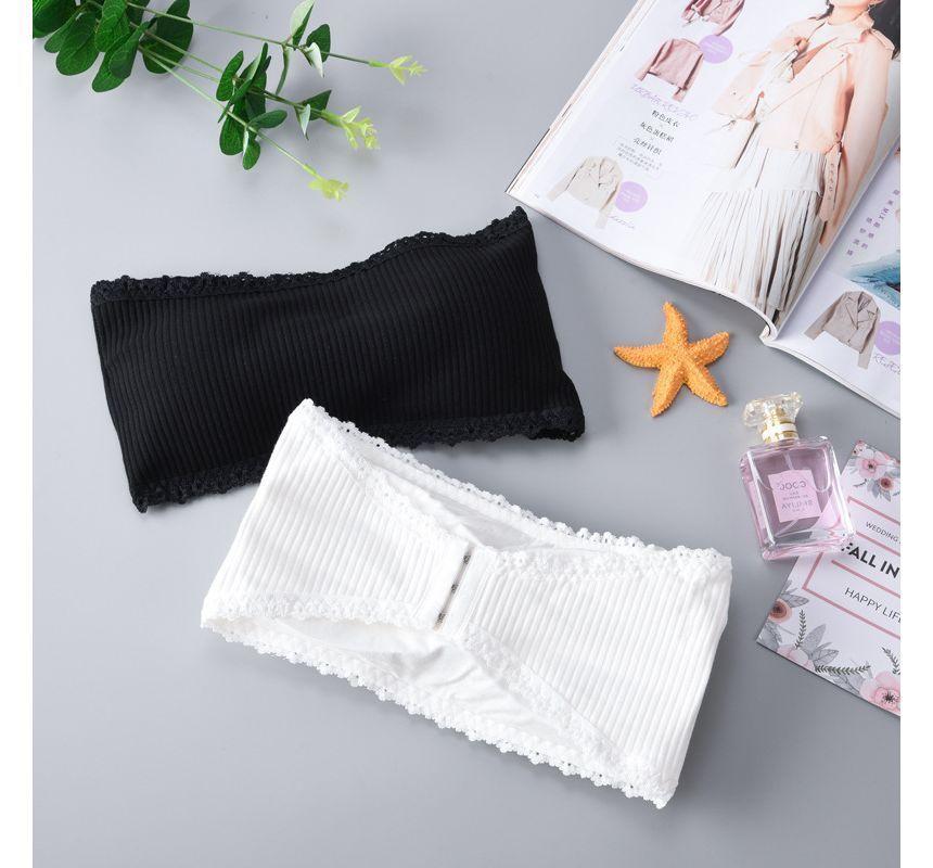 Strapless Plain Ribbed Bra Product Image