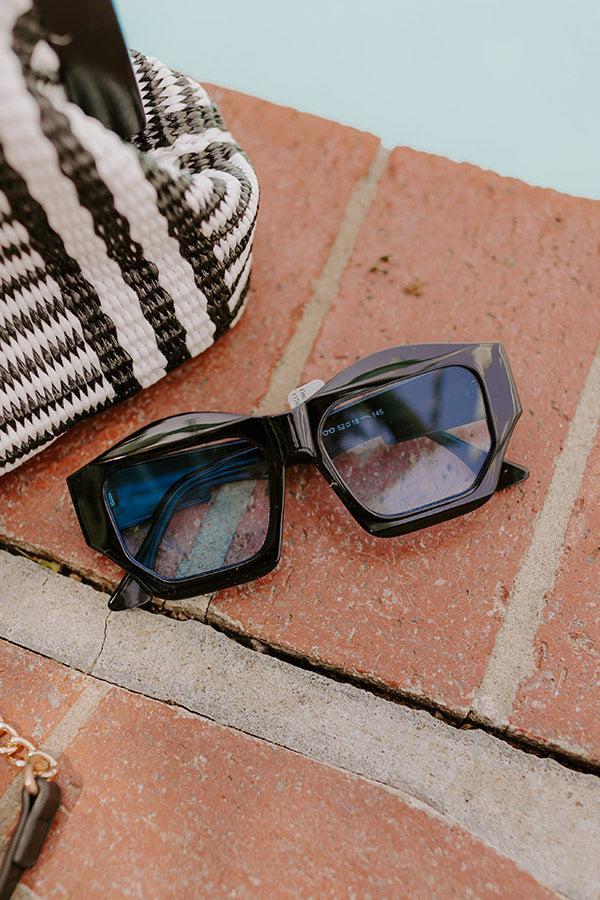 Bungalow Cutie Sunnies in Black with Blue Lens Product Image