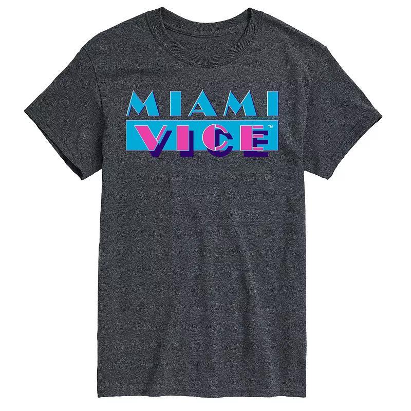 Big & Tall Miami Vice Logo Graphic Tee, Mens Athletic Grey Product Image