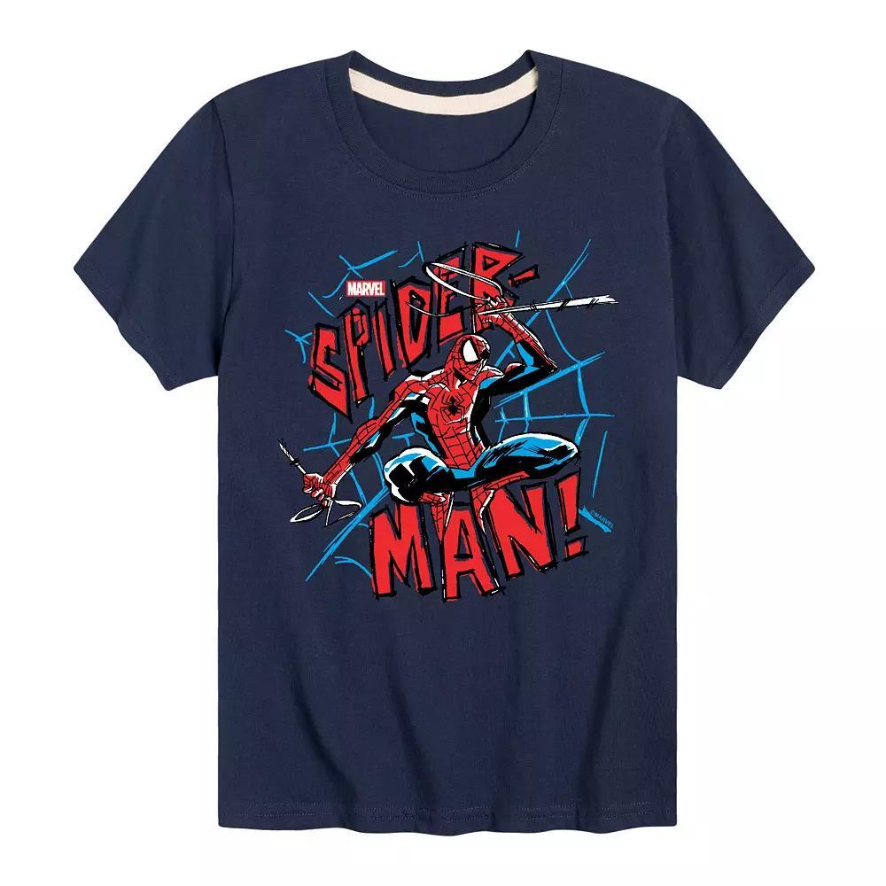 Boys 8-20 Marvel Spider-Man Web Swinging Sketch Graphic Tee, Boys Blue Product Image